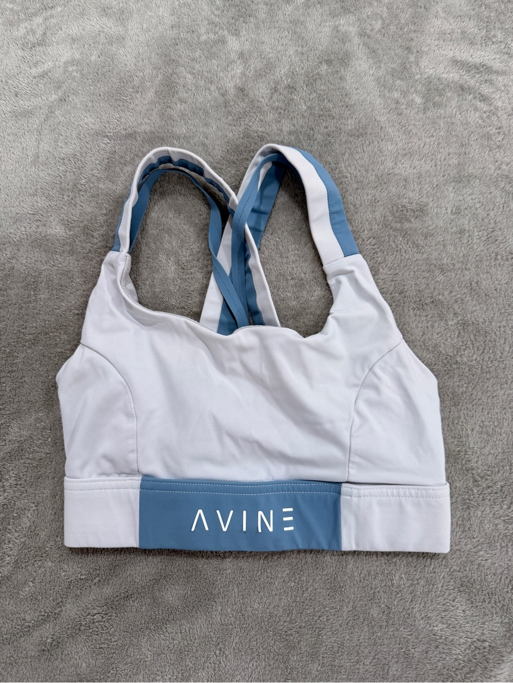 White & Dusty Blue Women's Swim Top